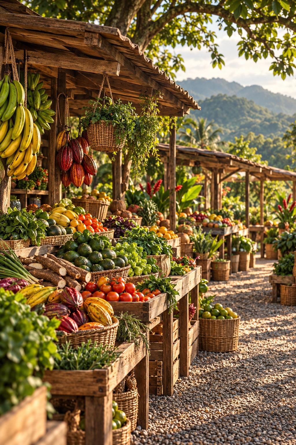 Visualización conceptual de un pequeño mercado de productos frescos