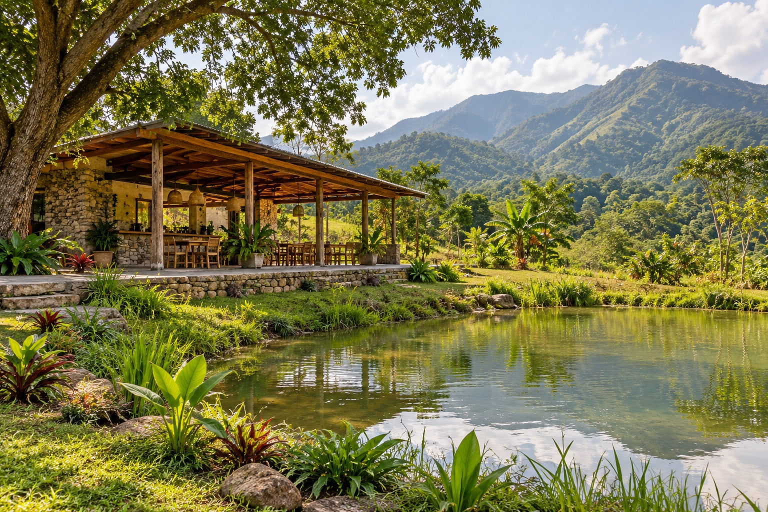 Visualización conceptual de un lago verde
